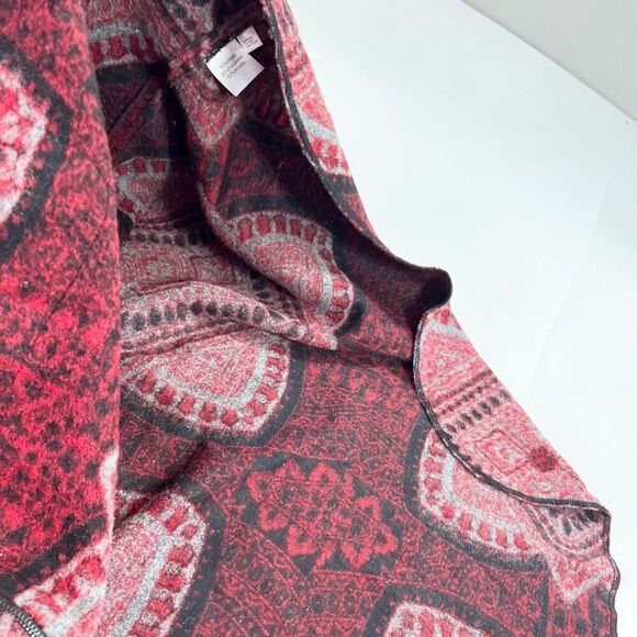 Sahalie Sweater Womens Large Multicolor Front Zip Poncho Wool Blend Shawl Top - Picture 3 of 9